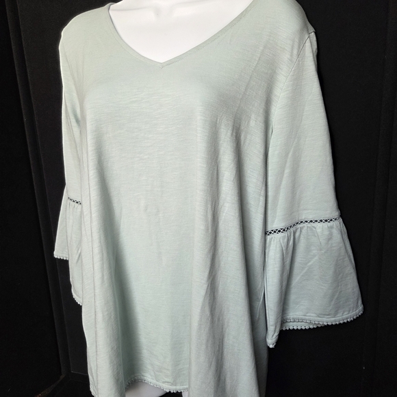 J. Jill Tops - J. Jill Top Medium 3/4 Bell Sleeve Dainty Pompom Trim